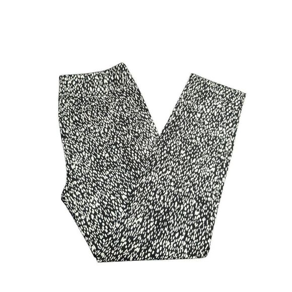 Cooper & Ella Pull on Cropped Pants with Rolled Cuffs Black White Stretch Pants - Picture 1 of 6